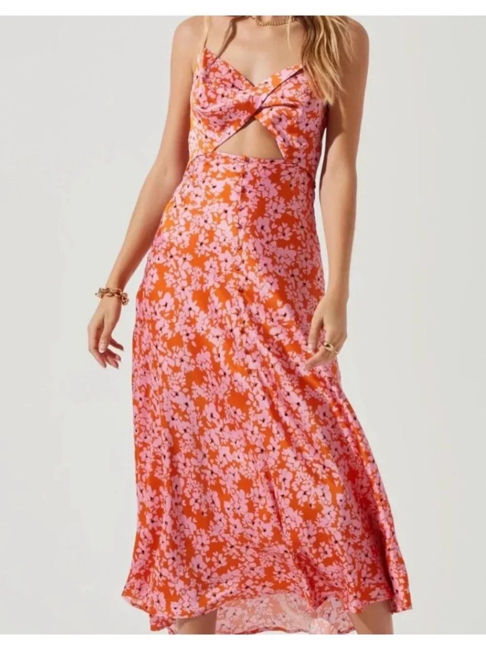 ASTR The Label Farida Floral Cutout Dress Size Small